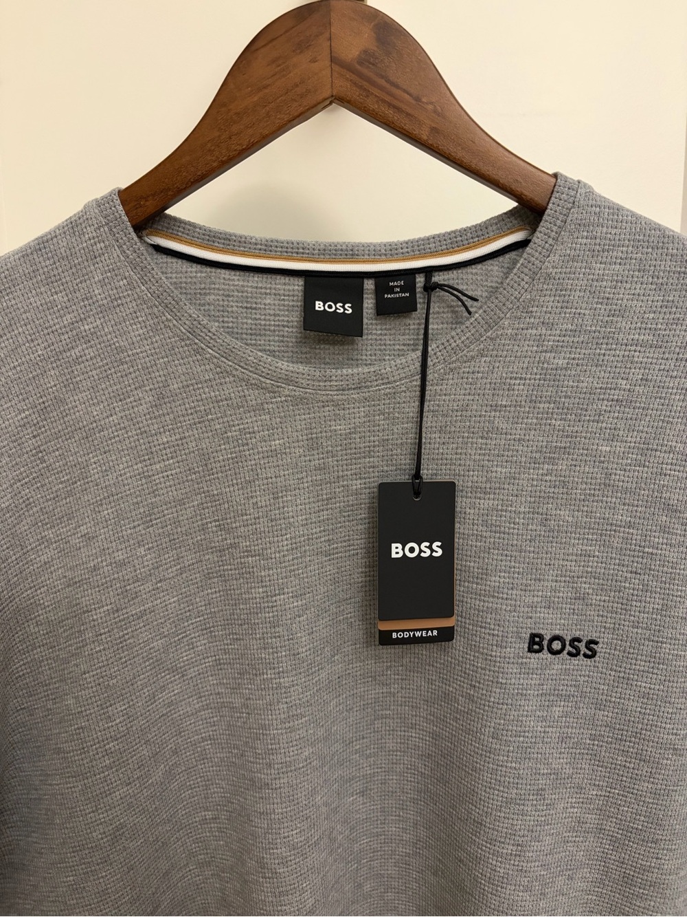 BOSS Men's Gray Knit Long Sleeve